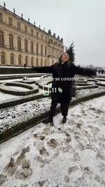 Snow lying over the formal gardens of a palace